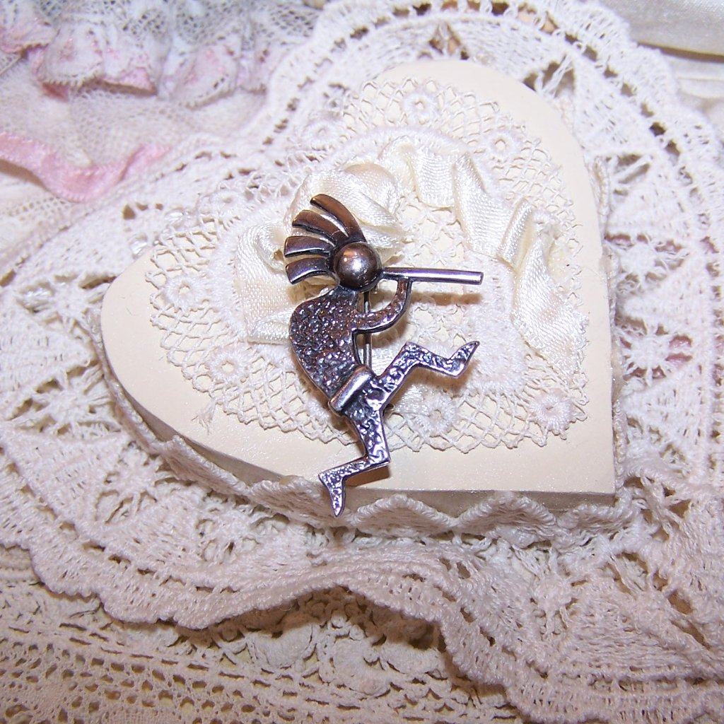 Vintage Native American Sterling Silver Kokopelli Pin Brooch